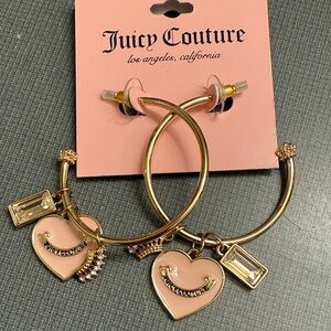 Juicy Couture Pink and Gold Heart Hoop Earrings
